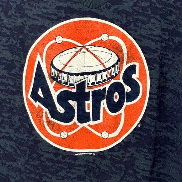 HOUSTON ASTROS WOMEN V-NECK BLUE ORANGE WHITE SHORT SLEEVE SHIRT XL - Picture 4 of 4